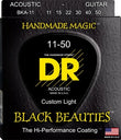 DR BKA-11 Black Beauties Siyah Akustik Gitar Teli (Custom Light 11-50)