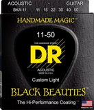 DR BKA-11 Black Beauties Siyah Akustik Gitar Teli (Custom Light 11-50)